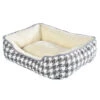 RECTANGLE BED - HOUNDSTOOTH PRINT (GREY) 47x37x13cm -Dog Supplies Sale Store 101198