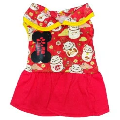 CHINESE NEW YEAR DRESS - FORTUNE CAT (RED) (LARGE)