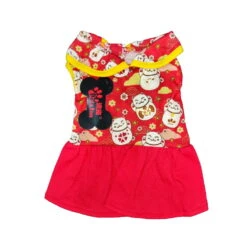 CHINESE NEW YEAR DRESS - FORTUNE CAT (RED) (SMALL)