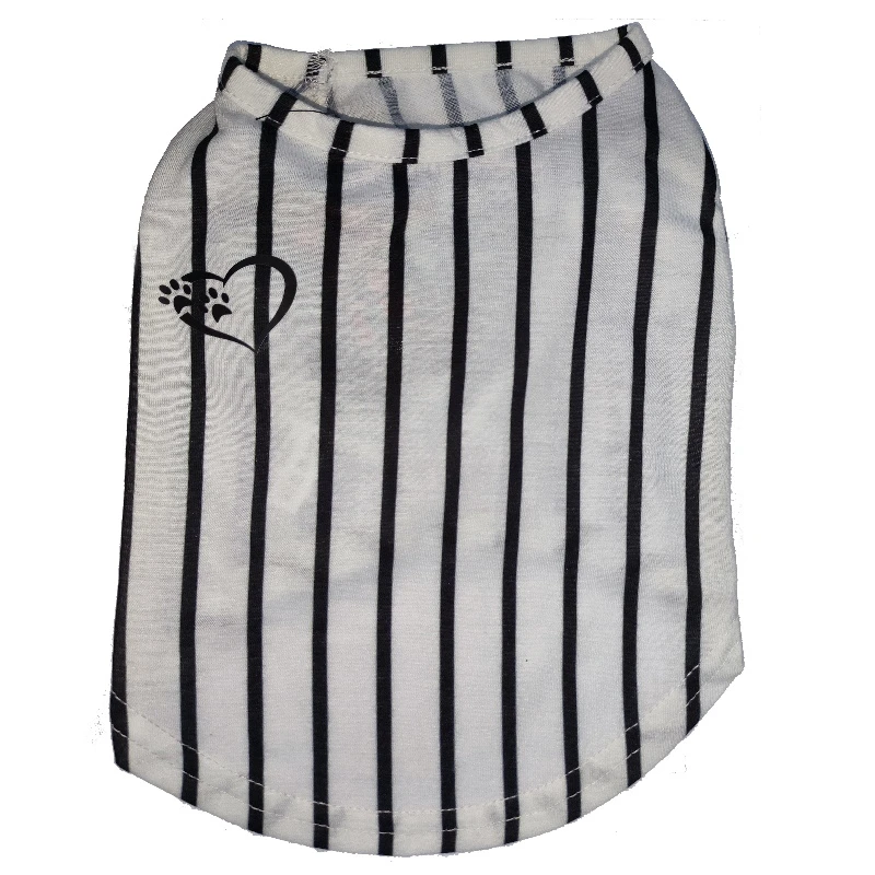 T-SHIRT - STRIPE WITH PAW PRINT (WHITE) (LARGE) 3 T-SHIRT - STRIPE WITH PAW PRINT (WHITE) (LARGE)