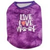 T-SHIRT - LIVE LOVE WOOF (PURPLE) (LARGE) -Dog Supplies Sale Store 101421