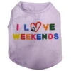 SWEAT SHIRT - I LOVE WEEKENDS (PURPLE) (LARGE) -Dog Supplies Sale Store 101442