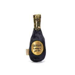Beeztees PLUSH DOGTOY CHAMPAGNE BOTTLE BLACK AND GOLD