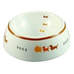 CERAMIC PLAYING DOG DISH (SMALL)