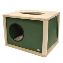WOODEN CAT HOUSE WITH TUNNEL (GREEN)