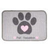 ABSORBENT FOOD MAT-HEART (GREY) (LARGE) -Dog Supplies Sale Store 95146