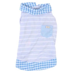 SWEAT SHIRT-STRIPE WITH COLLAR (BLUE/GREY) (LARGE)