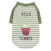 T-SHIRT-STRIPE WITH CACTUS (GREEN) (LARGE) -Dog Supplies Sale Store 96939