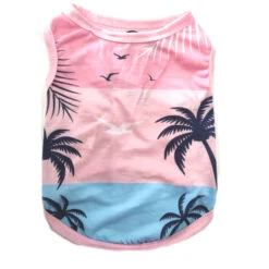 SWEAT SHIRT-PALM TREES (PINK/BLUE) (LARGE)