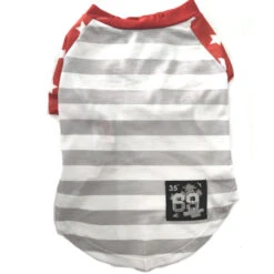 T-SHIRT-STRIPE WITH RED STAR LINING (GREY) (LARGE)