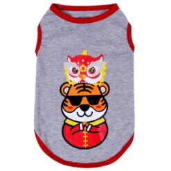 SWEAT SHIRT-LION DANCE TIGER (GREY) (LARGE)