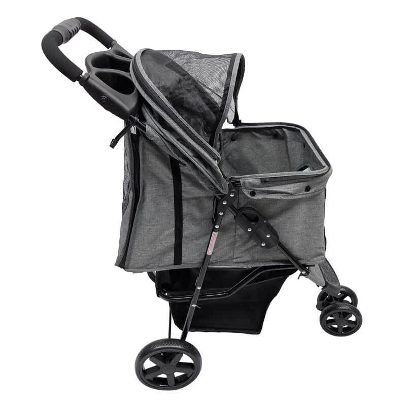 3 WHEEL STROLLER WITH CARRIER (GREY) 3 3 WHEEL STROLLER WITH CARRIER (GREY)