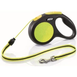 FLEXI RETRACTABLE LEASH - NEW NEON 5 METRE CORD MEDIUM (20kg) (BLACK/NEON)