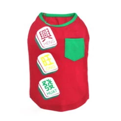 T-SHIRT-MAHJONG TILES WITH POCKET (RED) (MEDIUM)