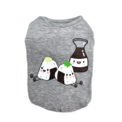 T-SHIRT-RICE BALLS & SOYA BOTTLE (GREY) (MEDIUM)