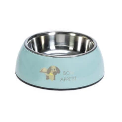 Beeztees PLASTIC FEEDER WITH STEEL BOWL (GREEN)350ml